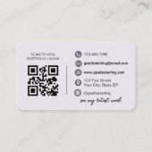 Carte De Visite Lilac moderne violet QR Code Script élégant (Dos)