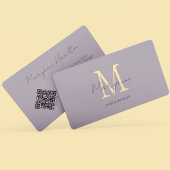 Carte De Visite Lilac Monogramme Code QR
