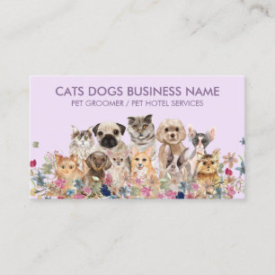 Carte De Visite Lilac Purple Chiens et Chats fleurs