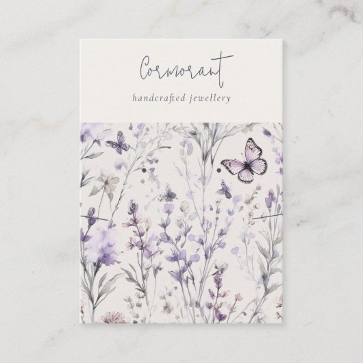Carte De Visite Lilac Purple Floral Script Écouter Collier (Devant)