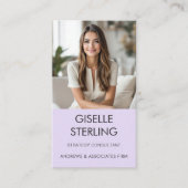 Carte De Visite Lilac Purple Minimale Photo QR Code Moderne (Devant)