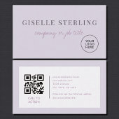 Carte De Visite Lilac Purple Minimalist Company Logo QR Code