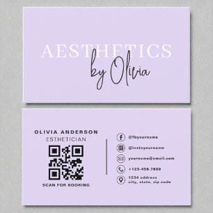Carte De Visite Lilac Purple Skincare Esthétique QR Code