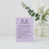 Carte De Visite LILAC Suede Eyelash Browbar Instructions pour les  (Debout devant)