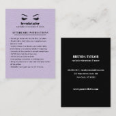 Carte De Visite LILAC Suede Eyelash Browbar Instructions pour les  (Devant / Derrière)