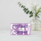Carte De Visite Lilac violet blanc moderne avec logo et monogramme (Debout devant)