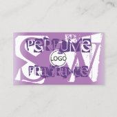 Carte De Visite Lilac violet blanc moderne avec logo et monogramme (Devant)