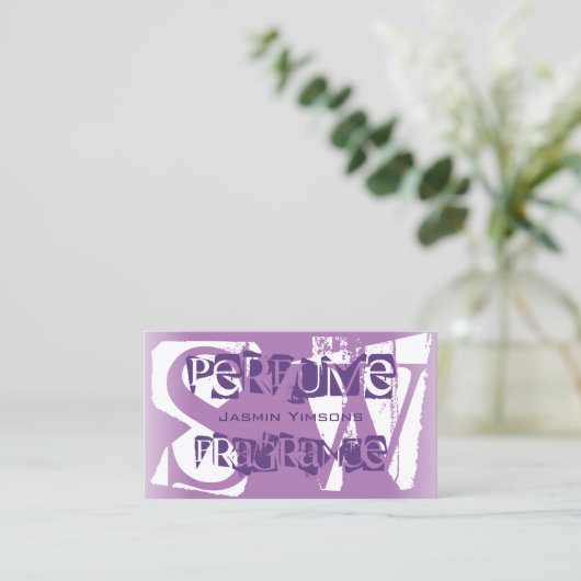 Carte De Visite Lilac violet blanc moderne avec photo et monogramm (Debout devant)