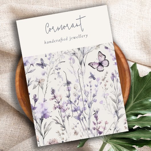 Carte De Visite Lilac Violet Floral Script Hairclip Porte-cache