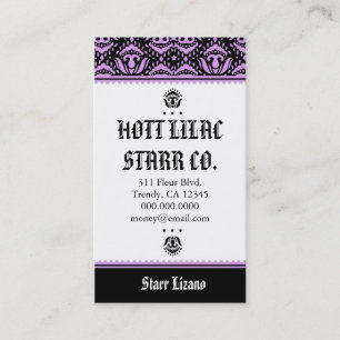 CARTE DE VISITE LILAS DE STARR DE *HOTT DE ROCKIN