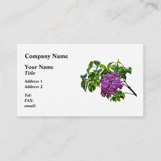 Carte De Visite Lilas en fleurs (Devant)