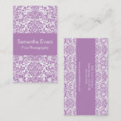 Carte de visite lilas et blanc de damassé (Devant / Derrière)