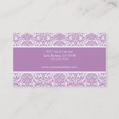 Carte de visite lilas et blanc de damassé (Dos)
