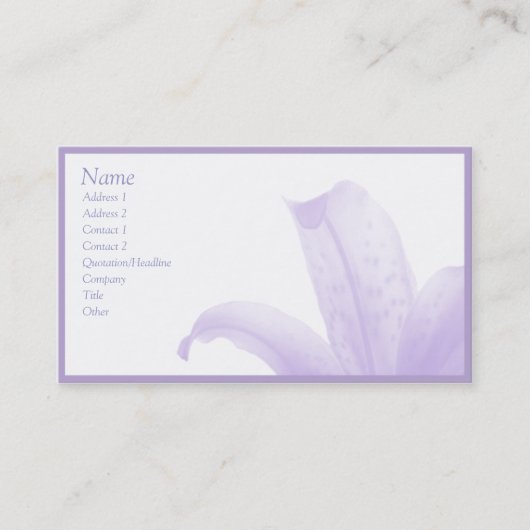 Carte De Visite Lilas simple (Devant)