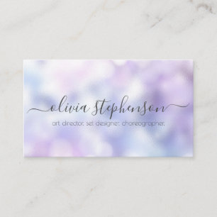 Carte De Visite Lilas Violet et Bokeh Bleu Marbre
