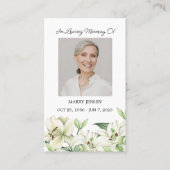 Carte De Visite Lily Memorial Photo Funeral Prayer Card (Devant)