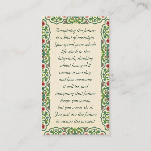 Carte De Visite L'imagination de l'avenir est un genre de citation (Devant)