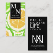 Carte De Visite Lime de citron Abstrait Accueil Designer d'intérie (Devant / Derrière)