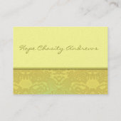 Carte De Visite Lime et or Damask Floral - (Dos)