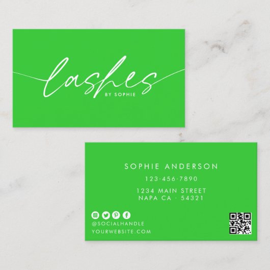 Carte De Visite Lime Green Eyelash Extensions Lashes (Devant / Derrière)