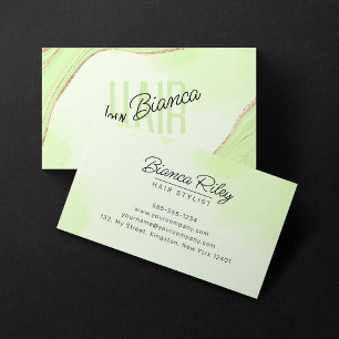 Carte De Visite Lime Green Gold Glitter Agate Salon de Coiffure
