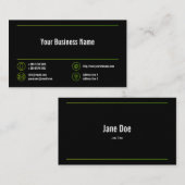 Carte De Visite Lime Green Lines Entreprise Chartreuse Icônes Noir (Devant / Derrière)