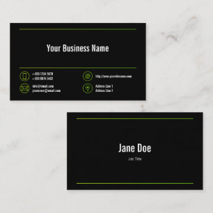 Carte De Visite Lime Green Lines Entreprise Chartreuse Icônes Noir