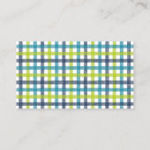 Carte De Visite Lime Green, Navy et bleu turquoise Plaid (Dos)