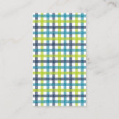 Carte De Visite Lime Green, Navy et bleu turquoise Plaid (Dos)