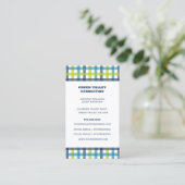 Carte De Visite Lime Green, Navy et bleu turquoise Plaid (Debout devant)