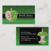 Carte De Visite Lime Green Parties scintillant Apple Holistic Heal (Devant / Derrière)