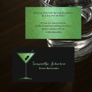 Carte De Visite Lime Green Parties scintillant Événement Bartender