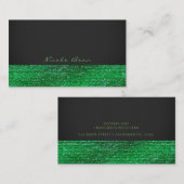Carte De Visite Lime Green Séquins de verre moderne Élégant Chic (Devant / Derrière)