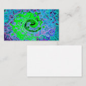 Carte De Visite Lime Green Super Abstrait Retro Liquid Swirl (Devant / Derrière)