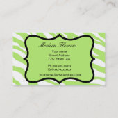 Carte De Visite Lime Green & Turquoise Turquoise Zebra & Cheetah (Dos)