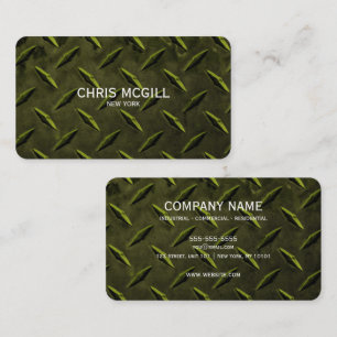 Carte De Visite Lime Vert Texture métallique Construction personna
