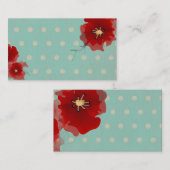 carte de visite limité des pois de fleurs rouges d (Devant / Derrière)