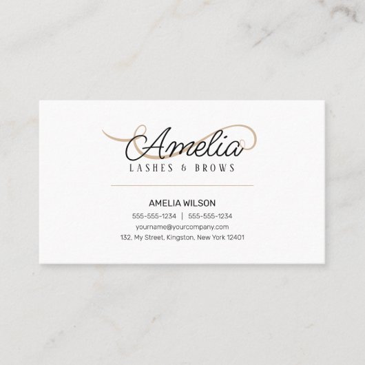 Carte De Visite Limite minimale des extensions de lash blanc à bas (Devant)