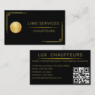 Carte De Visite Limo Service limousine minimal noir élégant