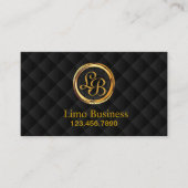 Carte De Visite Limousine Limo Pilote Monogramme Initiales Or (Devant)