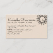 Carte De Visite Lin Beige Abstrait Soleil céleste (Dos)
