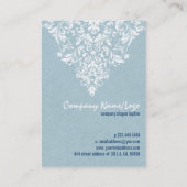 Carte De Visite Lin bleu turquoise Texture dentelle florale blanch (Dos)