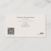 Carte De Visite Lin Chic Simple Logo d'entreprise QR Marketing (Dos)