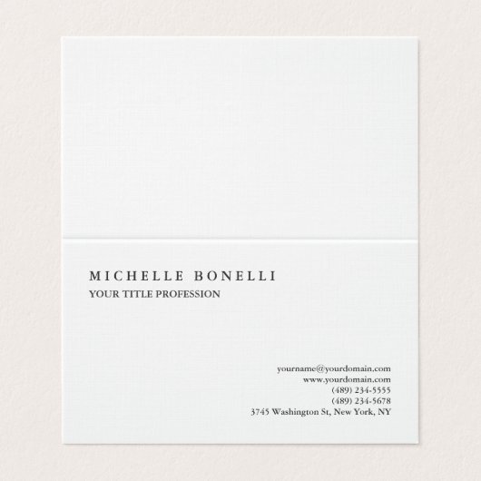 Carte De Visite Lin classique Plain professionnel (Extérieur déplié)