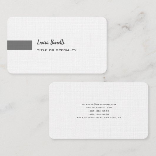 Carte De Visite Lin de qualité supérieure gris blanc professionnel (Devant / Derrière)