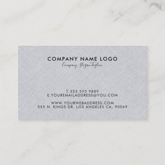 Carte De Visite Lin Faux gris clair (Dos)