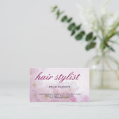 Carte De Visite Lin Feminine Florale cheveux Stylo professionnel (Debout devant)