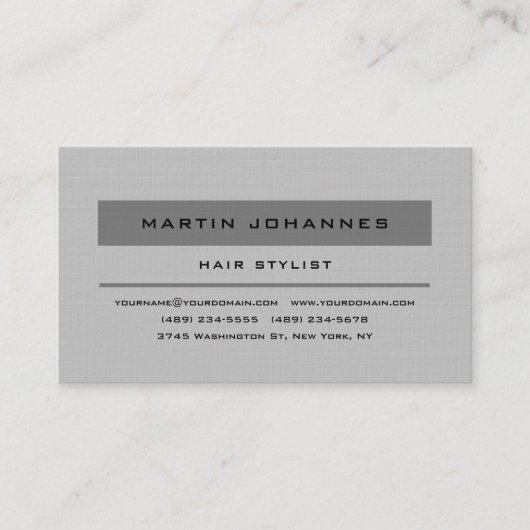 Carte De Visite Lin Gris élégant professionnel Plain moderne (Devant)