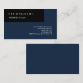 Carte De Visite Lin Marine Bleu Noir Élégant Plain Professionnel (Devant / Derrière)