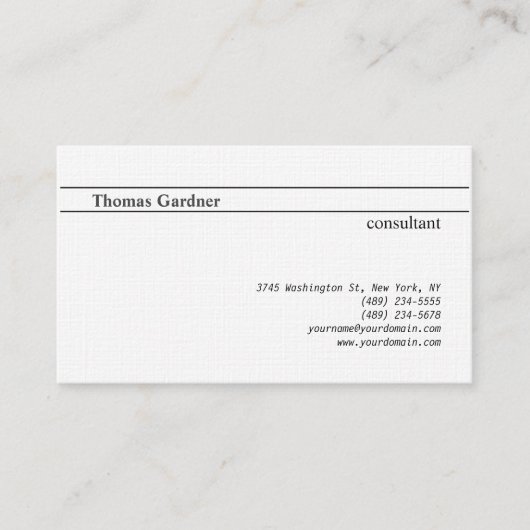 Carte De Visite Lin minimaliste Plat Créatif Moderne (Devant)